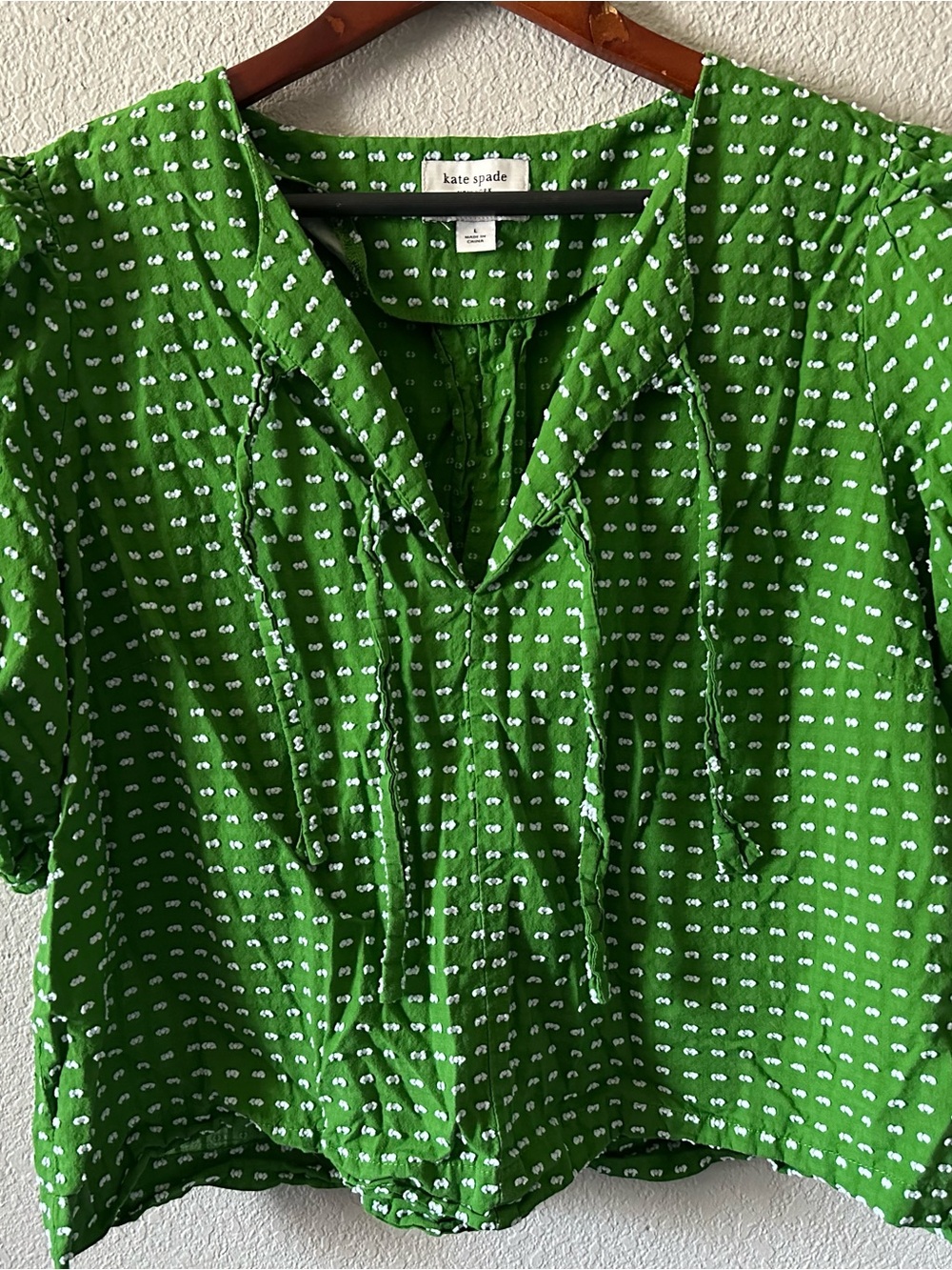 kate spade Green Dot-Print Peasant Blouse